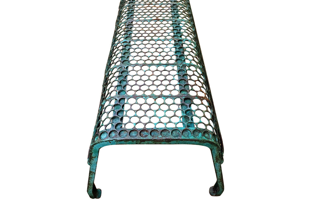 Large French Iron Garden Bench -Garden Antiques - French Antiques - AD & PS Antiques