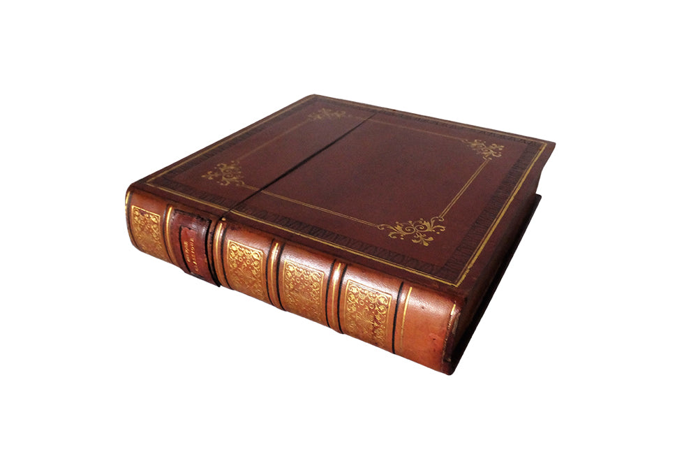Leather Faux Book Box-Decorative Accessories-Leather Book Box-French Antiques-Storage Box-Leather Book File-AD & PS Antiques