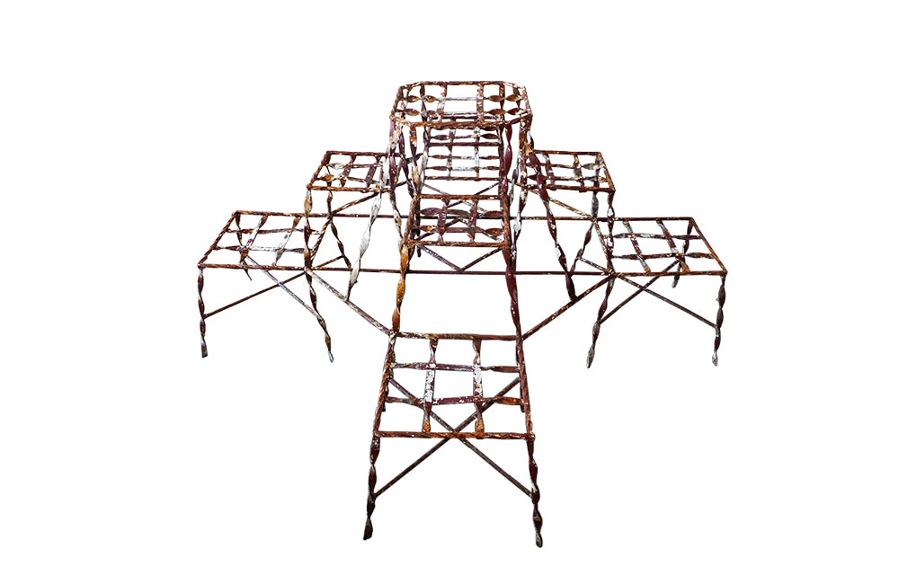 French Iron Florists Plant Stand - Iron Plant Stand - French Garden Antiques - Antique Garden Furniture - Antique Plant Stand - Courtyard Furniture - Orangery Furniture - Ironwork - Antique Shops Tetbury - adpsantiques - AD & PS Antiques