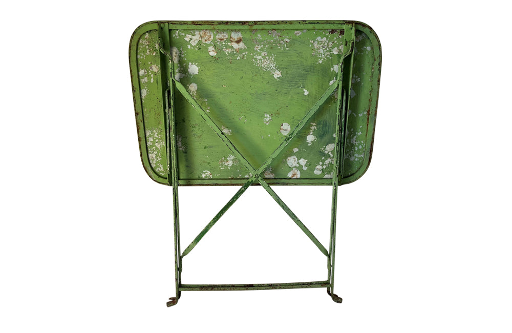 French Green Folding Iron Table - French Garden Antiques - Garden Antiques - Antique Folding Garden Table - Antique Garden Table - Antique Side Table - AD & PS Antiques