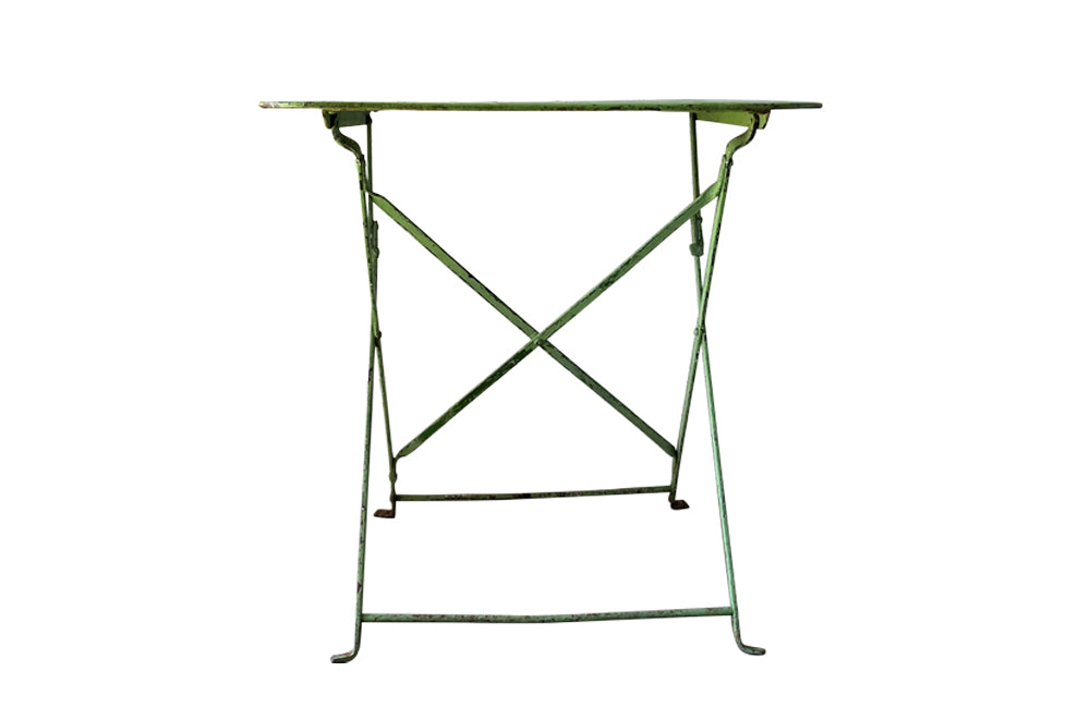 French Green Folding Iron Table - French Garden Antiques - Garden Antiques - Antique Folding Garden Table - Antique Garden Table - Antique Side Table - AD & PS Antiques