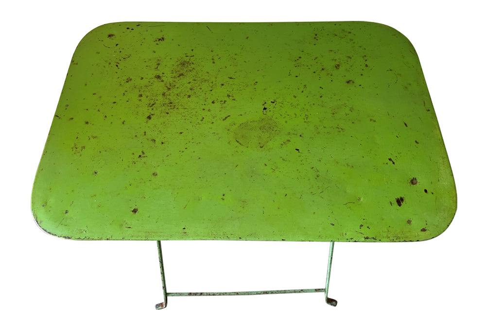French Green Folding Iron Table - French Garden Antiques - Garden Antiques - Antique Folding Garden Table - Antique Garden Table - Antique Side Table - AD & PS Antiques