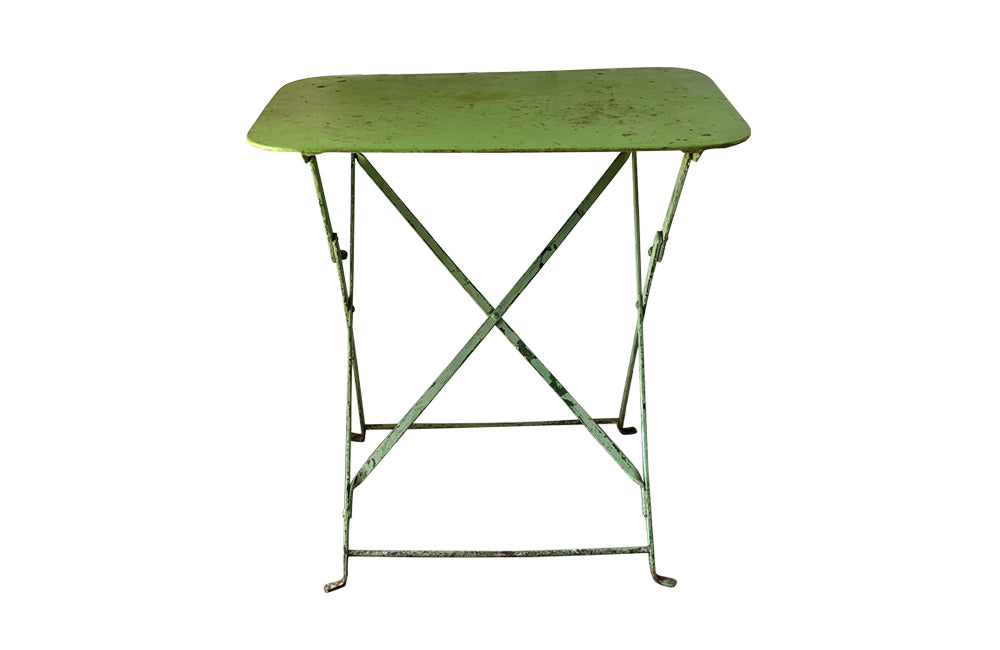 French Green Folding Iron Table - French Garden Antiques - Garden Antiques - Antique Folding Garden Table - Antique Garden Table - Antique Side Table - AD & PS Antiques