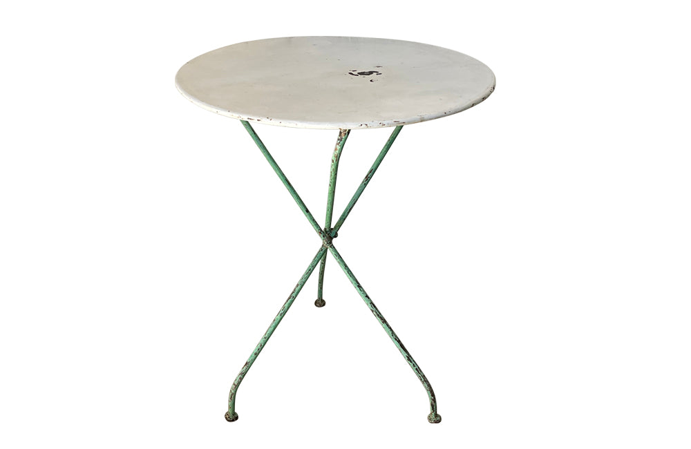French Folding Round Iron Table - French Garden Antiques - Garden Antiques - Antique Garden Table  - Antique Side Table  - Gueridon Table - French Antiques - AD & PS Antiques