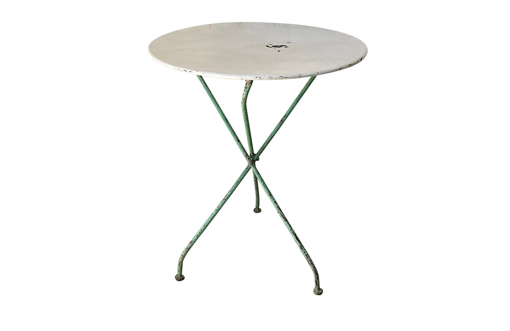 French Folding Round Iron Table - French Garden Antiques - Garden Antiques - Antique Garden Table  - Antique Side Table  - Gueridon Table - French Antiques - AD & PS Antiques