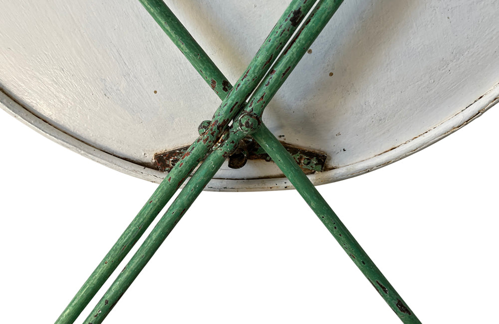 French Folding Round Iron Table - French Garden Antiques - Garden Antiques - Antique Garden Table  - Antique Side Table  - Gueridon Table - French Antiques - AD & PS Antiques