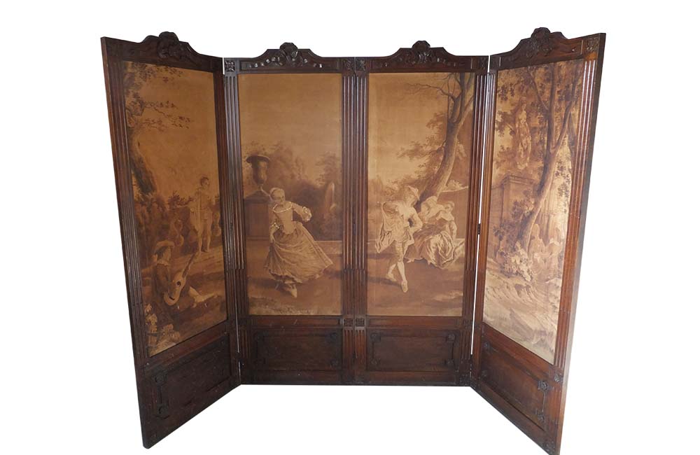 19th Century French Four Panelled Screen - Sepia grisaille – Paravent – Antique Room Divider -Antique Screen - French Antiques - Wall Decoration – Screen – Decorative Antique Furniture - AD & PS Antiques