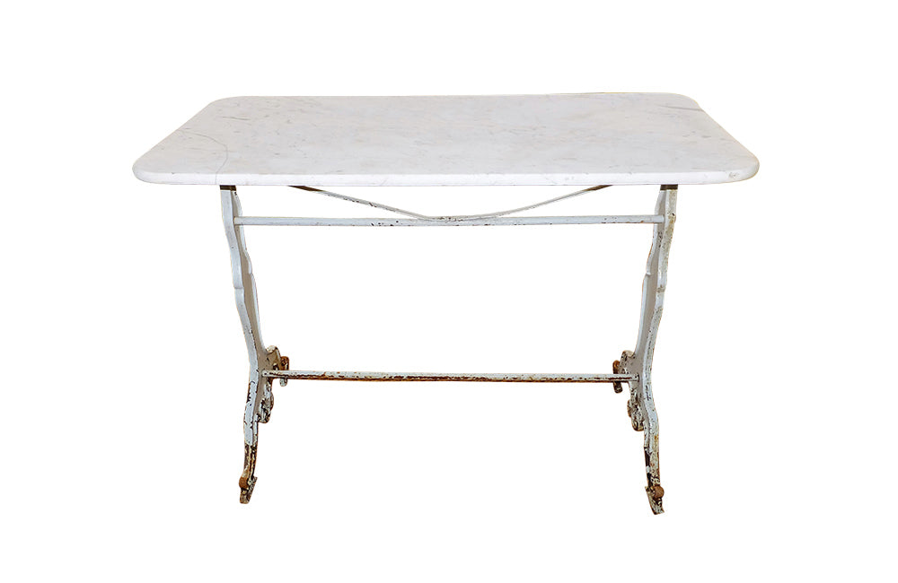 French Bistro Table with Marble Top - Antique French Table - Marble Top Table - French Mid Century Furniture - Vintage Marble Top Table - AD & PS Antiques