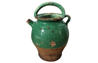 19th Century Green Glazed French Pottery Jug - Decorative Antiques - French Garden Antiques - Green Glazed Pottery - French Pottery Cruche -Decorative Antiques - French Decorative Antiques - Antique Shops Tetbury - Ceramics - AD & PS Antiques