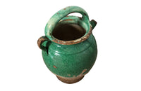 19th Century Green Glazed French Pottery Jug - Decorative Antiques - French Garden Antiques - Green Glazed Pottery - French Pottery Cruche -Decorative Antiques - French Decorative Antiques - Antique Shops Tetbury - Ceramics - AD & PS Antiques