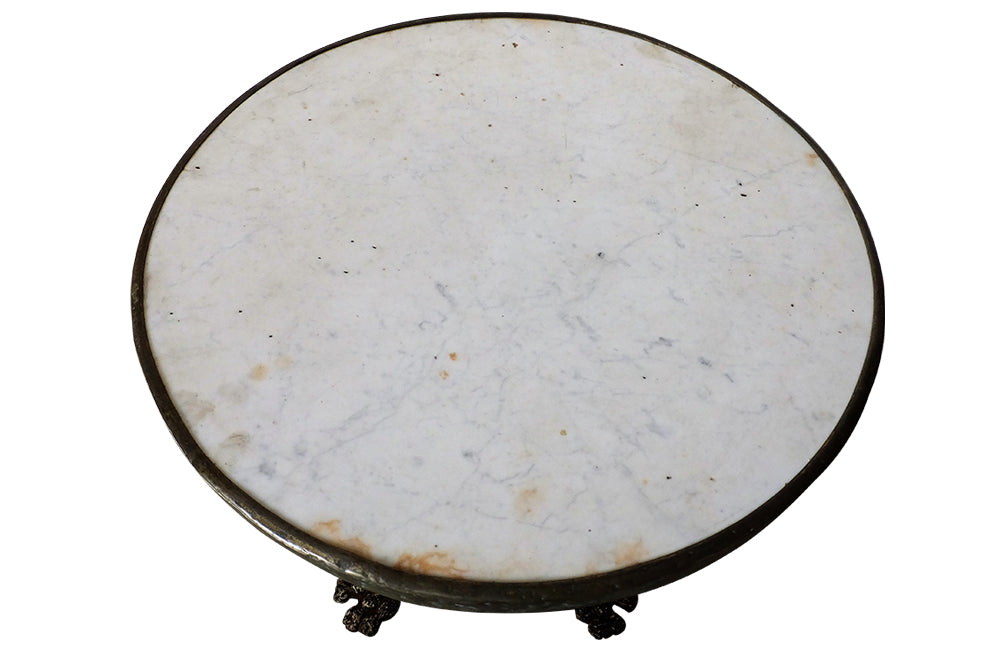 French Antique Iron Bistro Gueridon Table with Lions Paw Feet-Garden-Garden Furniture-Antique Tables-Garden Tables-French Antiques-Garden Antiques-Gueridon Table-Marble Table-AD & PS Antiques