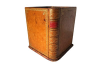 French Leather Faux Book Waste Paper Basket-Leather Waste Paper Bin-Leather Office Bin-French Accessories-French Antiques-Decorative Accessories-Office Accessories-Office Furniture-AD & PS Antiques