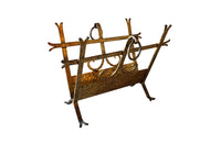 Spanish Vintage Gilt Iron Magazine Rack-Mid Century Modern-Vintage Antiques-Decorative Accessories-Magazine Holders-Spanish Antiques-AD & PS Antiques