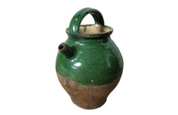 19th Century Green Glazed French Pottery Jug - Decorative Antiques - French Garden Antiques - Green Glazed Pottery - French Pottery Cruche -Decorative Antiques - French Decorative Antiques - Antique Shops Tetbury - Ceramics - AD & PS Antiques