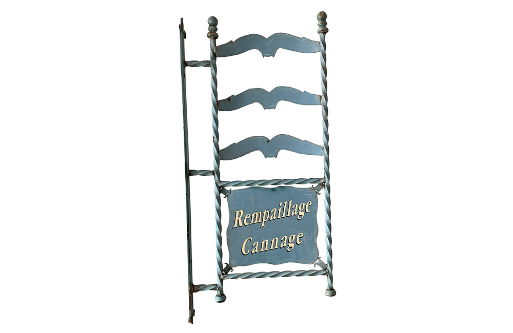 French Iron Chair Caner Shop Sign - French Decorative Antiques - Wall Art - Garden Decoration - Wall Decoration - Advertising Signs - Antique Shops Tetbury - adpsantiques - AD & PS Antiques