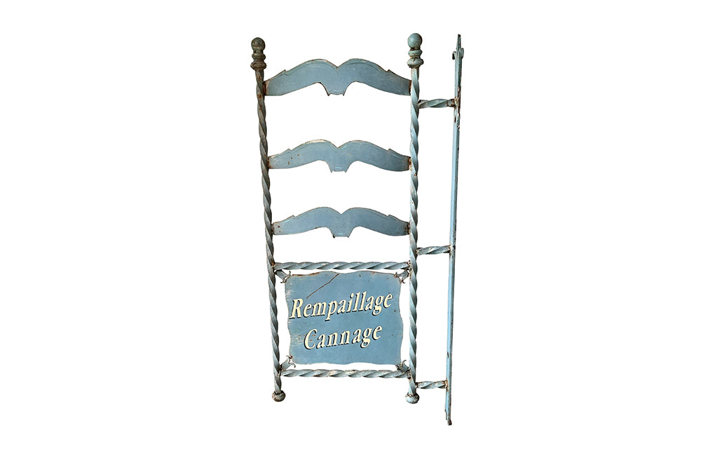 French Iron Chair Caner Shop Sign - French Decorative Antiques - Wall Art - Garden Decoration - Wall Decoration - Advertising Signs - Antique Shops Tetbury - adpsantiques - AD & PS Antiques
