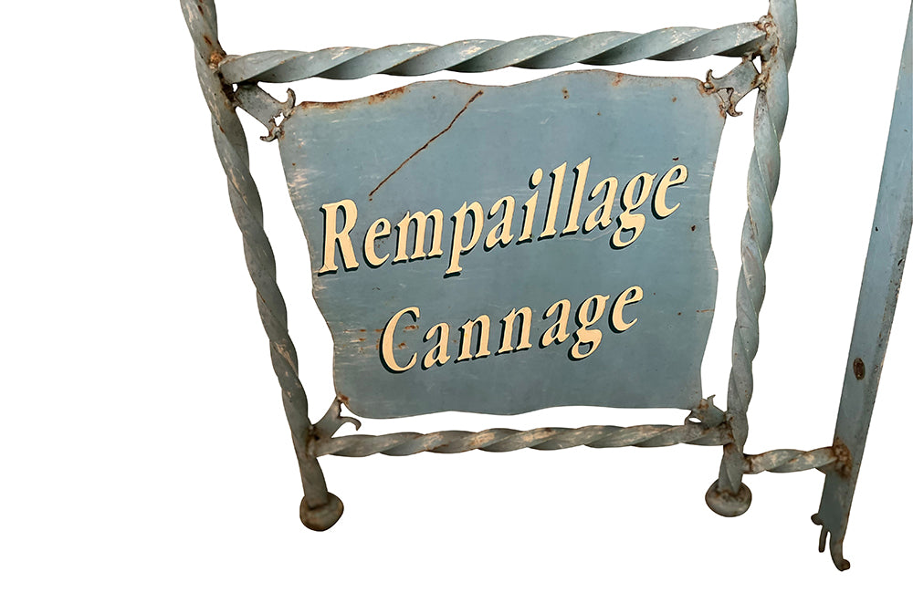 French Iron Chair Caner Shop Sign - French Decorative Antiques - Wall Art - Garden Decoration - Wall Decoration - Advertising Signs - Antique Shops Tetbury - adpsantiques - AD & PS Antiques