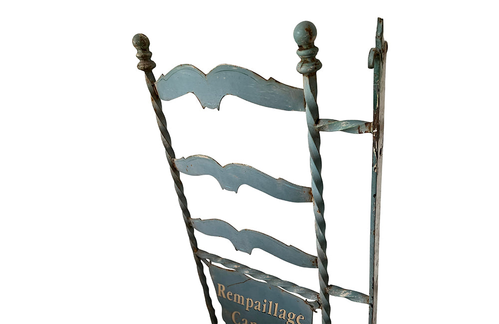 French Iron Chair Caner Shop Sign - French Decorative Antiques - Wall Art - Garden Decoration - Wall Decoration - Advertising Signs - Antique Shops Tetbury - adpsantiques - AD & PS Antiques