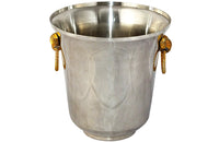 Vintage silver plate Lancel wine cooler with gilt metal ringed rope handles