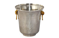 Vintage silver plate Lancel wine cooler with gilt metal ringed rope handles