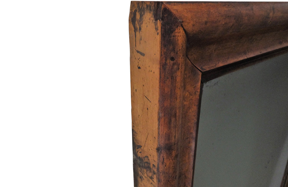 LARGE FRENCH WALNUT FRAMED MIRROR