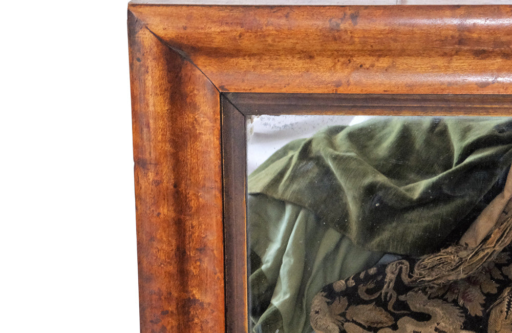 LARGE FRENCH WALNUT FRAMED MIRROR