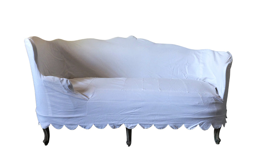 Louis XV Revival Sofa Daybed-19th Century Daybed Canape Sofa- Painted Antique Furniture-19th Century Vielleuse-Silk Upholstery-Antique Seating-French Antiques-Rare Antiques-Beautiful Antiques-AD & PS Antiques