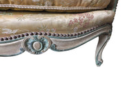 Louis XV Revival Sofa Daybed-19th Century Daybed Canape Sofa- Painted Antique Furniture-19th Century Vielleuse-Silk Upholstery-Antique Seating-French Antiques-Rare Antiques-Beautiful Antiques-AD & PS Antiques