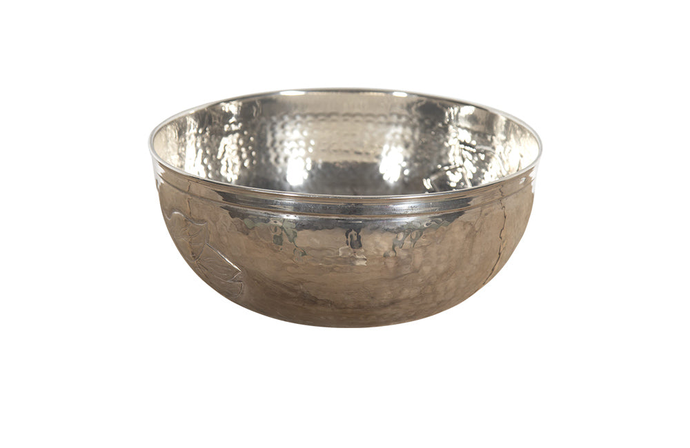 LARGE SILVER PLATE HAMMERED BOWL