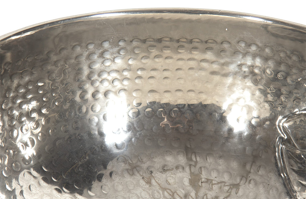 LARGE SILVER PLATE HAMMERED BOWL