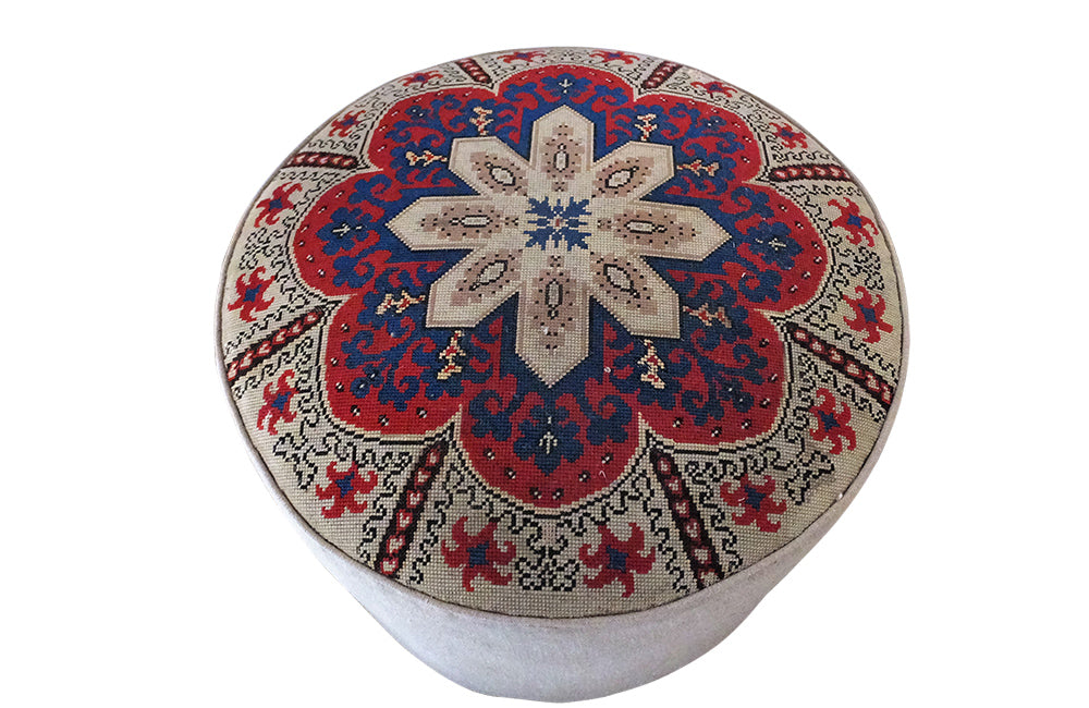 Large Napoleon III Tapestry Pouffe on Casters-19th Centuury Upholstered Stool-Seating-Stools-Antique Stool-Linen Stool-French Antiques-AD & PS Antiques