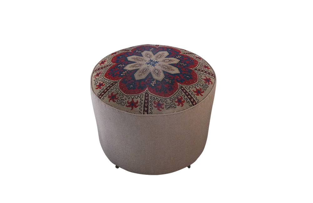 Large Napoleon III Tapestry Pouffe on Casters-19th Centuury Upholstered Stool-Seating-Stools-Antique Stool-Linen Stool-French Antiques-AD & PS Antiques