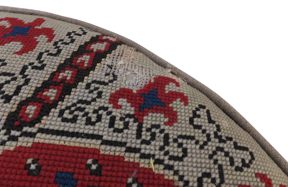 Large Napoleon III Tapestry Pouffe on Casters-19th Centuury Upholstered Stool-Seating-Stools-Antique Stool-Linen Stool-French Antiques-AD & PS Antiques