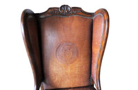 French Leather Wingback Armchair - Embossed Leather Wingback Armchair - Leather Armchair - Antique Armchair - French Antiques – Antique Library Chair – Antique Armchairs - AD & PS Antiques