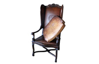 French Leather Wingback Armchair - Embossed Leather Wingback Armchair - Leather Armchair - Antique Armchair - French Antiques – Antique Library Chair – Antique Armchairs - AD & PS Antiques