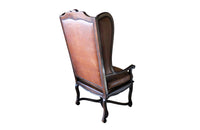 French Leather Wingback Armchair - Embossed Leather Wingback Armchair - Leather Armchair - Antique Armchair - French Antiques – Antique Library Chair – Antique Armchairs - AD & PS Antiques