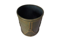 French Green Leather Drum Waste Paper Basket-Green Leather Waste Paper Bin-Decorative Accessories-Office Accessories-French Antiques-AD & PS Antiques