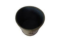 French Green Leather Drum Waste Paper Basket-Green Leather Waste Paper Bin-Decorative Accessories-Office Accessories-French Antiques-AD & PS Antiques
