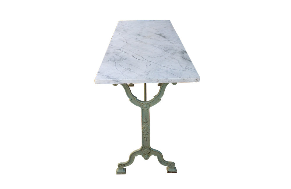 LONG MARBLE TOP BISTRO TABLE