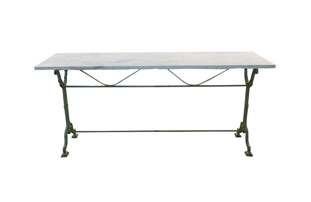 LONG MARBLE TOP BISTRO TABLE