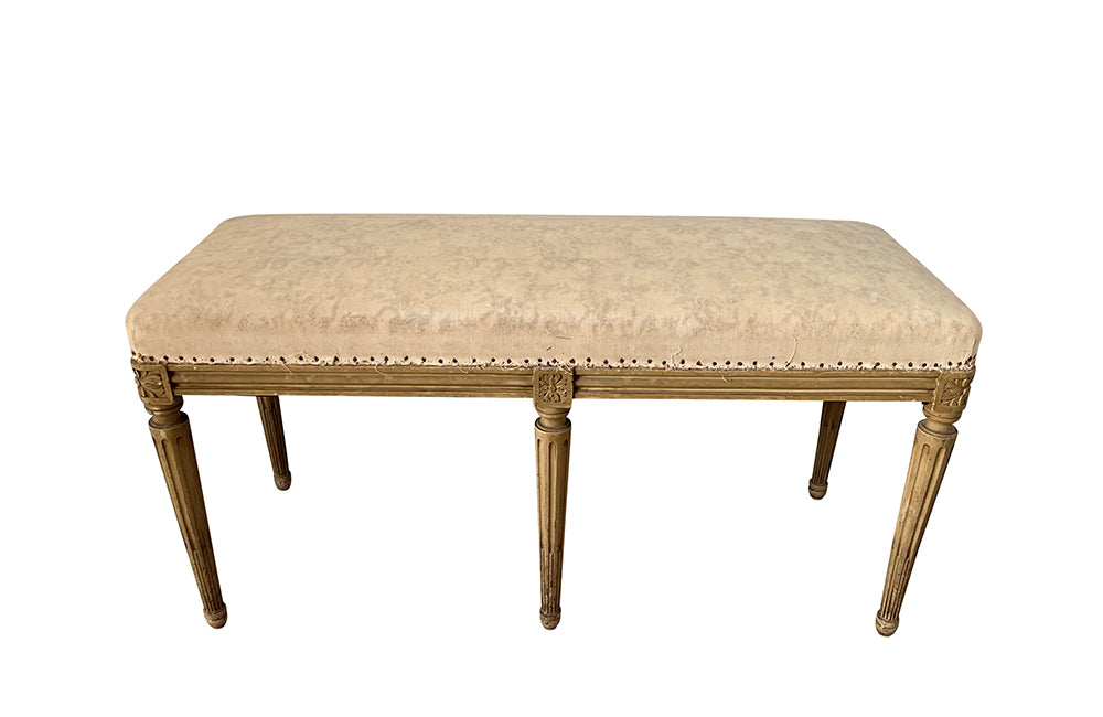 French Louis XVI Revival Banquette - French Antique Furniture - French Antiques - Decorative Antiques - AD & PS Antiques