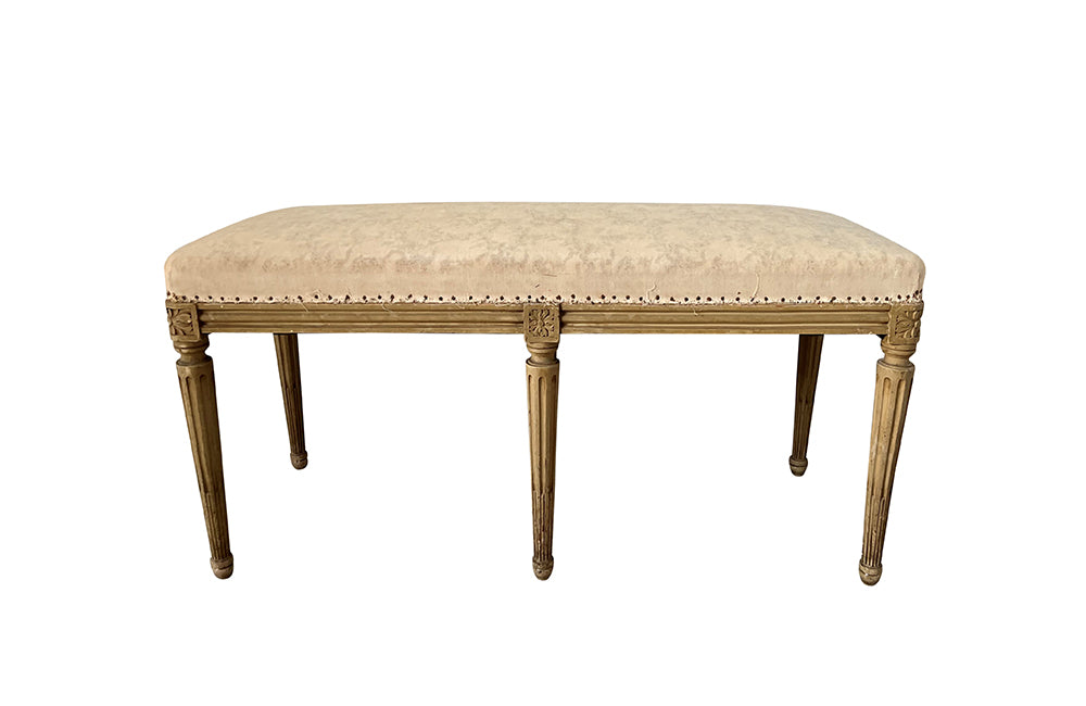 French Louis XVI Revival Banquette - French Antique Furniture - French Antiques - Decorative Antiques - AD & PS Antiques