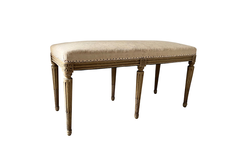 French Louis XVI Revival Banquette - French Antique Furniture - French Antiques - Decorative Antiques - AD & PS Antiques