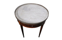 Louis XVI Revival Bouillotte table with pretty marquetry decoration and pierced brass gallery - Antique Side Table