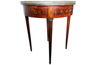 Louis XVI Revival Bouillotte table with pretty marquetry decoration and pierced brass gallery - Antique Side Table