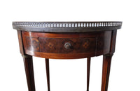 Louis XVI Revival Bouillotte table with pretty marquetry decoration and pierced brass gallery - Antique Side Table