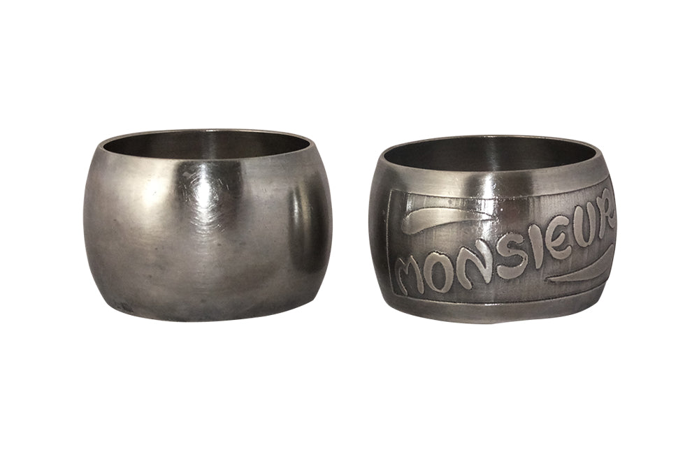 Madame & Monsieur Silverplate Napkin Rings-Mr & Mrs-Antique Napkin Rings-Decorative Accessories-Fine Dining Accessories-French Antiques-AD & PS Antiques