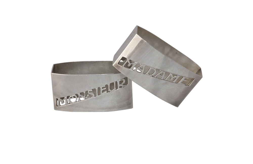 Madame & Monsieur Silverplate Napkin Rings-Mr & Mrs-Antique Napkin Rings-Decorative Accessories-Fine Dining Accessories-French Antiques-AD & PS Antiques