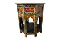 Moorish Painted Hexagonal Side Table - Decorative Antiques - Middle Eastern Furniture - Antique Side Table - Painted Decorative Antique Furniture - Antique Tables - AD & PS Antiques