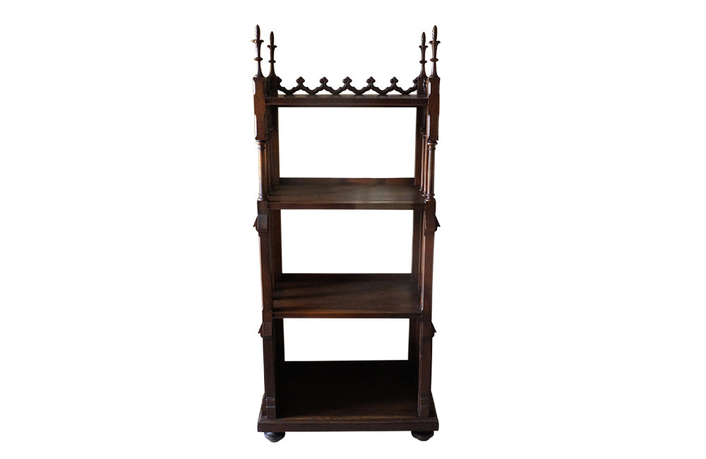 Neo-Gothic Revival Walnut Shelves - French Walnut Shelves - Antique Decorative French Furniture - Decorative Antiques - AD & PS Antiques